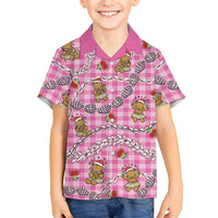 Pink Palaka Hawaii Mele Kalikimaka Hawaiian Shirt Ohia Lehua Shell Leis Funny Gingerbread Santa - Polynesian Pride