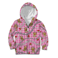 Pink Palaka Hawaii Mele Kalikimaka Kid Hoodie Ohia Lehua Shell Leis Funny Gingerbread Santa - Polynesian Pride