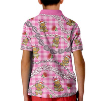 Pink Palaka Hawaii Mele Kalikimaka Kid Polo Shirt Ohia Lehua Shell Leis Funny Gingerbread Santa - Polynesian Pride