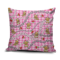 Pink Palaka Hawaii Mele Kalikimaka Pillow Cover Ohia Lehua Shell Leis Funny Gingerbread Santa - Polynesian Pride