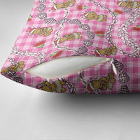 Pink Palaka Hawaii Mele Kalikimaka Pillow Cover Ohia Lehua Shell Leis Funny Gingerbread Santa - Polynesian Pride