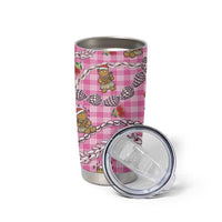 Pink Palaka Hawaii Mele Kalikimaka Tumbler Cup Ohia Lehua Shell Leis Funny Gingerbread Santa - Polynesian Pride