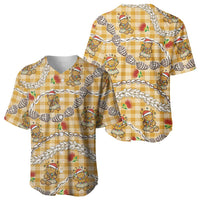 Gold Palaka Hawaii Mele Kalikimaka Baseball Jersey Ohia Lehua Shell Leis Funny Gingerbread Santa - Polynesian Pride