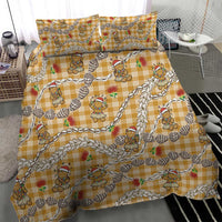 Gold Palaka Hawaii Mele Kalikimaka Bedding Set Ohia Lehua Shell Leis Funny Gingerbread Santa - Polynesian Pride
