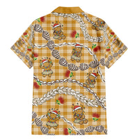 Gold Palaka Hawaii Mele Kalikimaka Family Matching Mermaid Dress and Hawaiian Shirt Ohia Lehua Shell Leis Funny Gingerbread Santa LT14 - Polynesian Pride