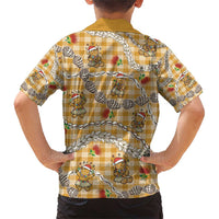 Gold Palaka Hawaii Mele Kalikimaka Family Matching Short Sleeve Bodycon Dress and Hawaiian Shirt Ohia Lehua Shell Leis Funny Gingerbread Santa - Polynesian Pride