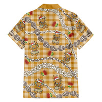Gold Palaka Hawaii Mele Kalikimaka Family Matching Summer Maxi Dress and Hawaiian Shirt Ohia Lehua Shell Leis Funny Gingerbread Santa LT14 - Polynesian Pride