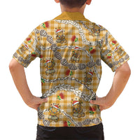 Gold Palaka Hawaii Mele Kalikimaka Kid Hawaiian Shirt Ohia Lehua Shell Leis Funny Gingerbread Santa - Polynesian Pride