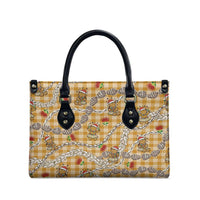 Gold Palaka Hawaii Mele Kalikimaka Leather Bag Ohia Lehua Shell Leis Funny Gingerbread Santa - Polynesian Pride