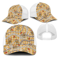 Gold Palaka Hawaii Mele Kalikimaka Mesh Trucker Cap Ohia Lehua Shell Leis Funny Gingerbread Santa - Polynesian Pride