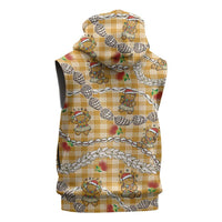 Gold Palaka Hawaii Mele Kalikimaka Sleeveless Zip Hoodie Ohia Lehua Shell Leis Funny Gingerbread Santa - Polynesian Pride