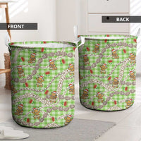 Green Palaka Hawaii Mele Kalikimaka Laundry Basket Ohia Lehua Shell Leis Funny Gingerbread Santa - Polynesian Pride