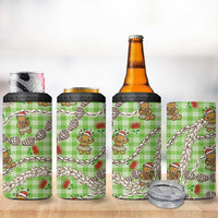 Green Palaka Hawaii Mele Kalikimaka 4 in 1 Can Cooler Tumbler Ohia Lehua Shell Leis Funny Gingerbread Santa - Polynesian Pride