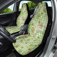 Green Palaka Hawaii Mele Kalikimaka Car Seat Cover Ohia Lehua Shell Leis Funny Gingerbread Santa - Polynesian Pride