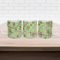 Green Palaka Hawaii Mele Kalikimaka Ceramic Mug Ohia Lehua Shell Leis Funny Gingerbread Santa - Polynesian Pride