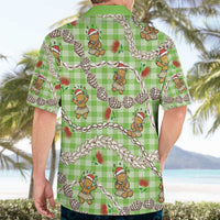 Green Palaka Hawaii Mele Kalikimaka Hawaiian Shirt Ohia Lehua Shell Leis Funny Gingerbread Santa - Polynesian Pride