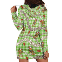 Green Palaka Hawaii Mele Kalikimaka Hoodie Dress Ohia Lehua Shell Leis Funny Gingerbread Santa - Polynesian Pride