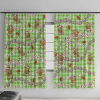Green Palaka Hawaii Mele Kalikimaka Window Curtain Ohia Lehua Shell Leis Funny Gingerbread Santa - Polynesian Pride
