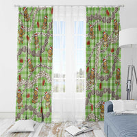 Green Palaka Hawaii Mele Kalikimaka Window Curtain Ohia Lehua Shell Leis Funny Gingerbread Santa - Polynesian Pride