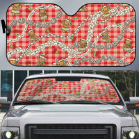 Red Palaka Hawaii Mele Kalikimaka Auto Sun Shade Ohia Lehua Shell Leis Funny Gingerbread Santa - Polynesian Pride