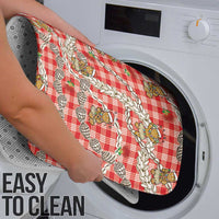 Red Palaka Hawaii Mele Kalikimaka Bathroom Set Ohia Lehua Shell Leis Funny Gingerbread Santa - Polynesian Pride