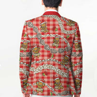 Red Palaka Hawaii Mele Kalikimaka Blazer Ohia Lehua Shell Leis Funny Gingerbread Santa - Polynesian Pride