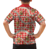 Red Palaka Hawaii Mele Kalikimaka Family Matching Long Sleeve Bodycon Dress and Hawaiian Shirt Ohia Lehua Shell Leis Funny Gingerbread Santa LT14 - Polynesian Pride