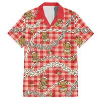 Red Palaka Hawaii Mele Kalikimaka Family Matching Long Sleeve Bodycon Dress and Hawaiian Shirt Ohia Lehua Shell Leis Funny Gingerbread Santa LT14 Dad's Shirt - Short Sleeve Red - Polynesian Pride