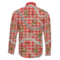 Red Palaka Hawaii Mele Kalikimaka Family Matching Long Sleeve Bodycon Dress and Hawaiian Shirt Ohia Lehua Shell Leis Funny Gingerbread Santa LT14 - Polynesian Pride