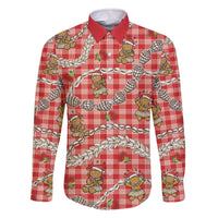 Red Palaka Hawaii Mele Kalikimaka Family Matching Off The Shoulder Long Sleeve Dress and Hawaiian Shirt Ohia Lehua Shell Leis Funny Gingerbread Santa LT14 Dad's Shirt - Long Sleeve Red - Polynesian Pride