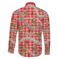 Red Palaka Hawaii Mele Kalikimaka Family Matching Off Shoulder Short Dress and Hawaiian Shirt Ohia Lehua Shell Leis Funny Gingerbread Santa LT14 - Polynesian Pride