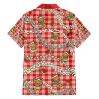 Red Palaka Hawaii Mele Kalikimaka Family Matching Short Sleeve Bodycon Dress and Hawaiian Shirt Ohia Lehua Shell Leis Funny Gingerbread Santa LT14 - Polynesian Pride