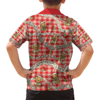 Red Palaka Hawaii Mele Kalikimaka Family Matching Summer Maxi Dress and Hawaiian Shirt Ohia Lehua Shell Leis Funny Gingerbread Santa LT14 - Polynesian Pride