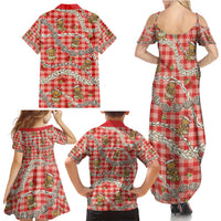 Red Palaka Hawaii Mele Kalikimaka Family Matching Summer Maxi Dress and Hawaiian Shirt Ohia Lehua Shell Leis Funny Gingerbread Santa LT14 - Polynesian Pride