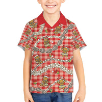 Red Palaka Hawaii Mele Kalikimaka Family Matching Tank Maxi Dress and Hawaiian Shirt Ohia Lehua Shell Leis Funny Gingerbread Santa LT14 - Polynesian Pride