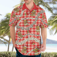 Red Palaka Hawaii Mele Kalikimaka Hawaiian Shirt Ohia Lehua Shell Leis Funny Gingerbread Santa LT14 - Polynesian Pride