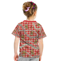 Red Palaka Hawaii Mele Kalikimaka Kid T Shirt Ohia Lehua Shell Leis Funny Gingerbread Santa - Polynesian Pride