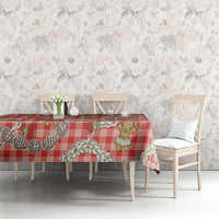 Red Palaka Hawaii Mele Kalikimaka Tablecloth Ohia Lehua Shell Leis Funny Gingerbread Santa - Polynesian Pride