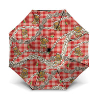 Red Palaka Hawaii Mele Kalikimaka Umbrella Ohia Lehua Shell Leis Funny Gingerbread Santa - Polynesian Pride