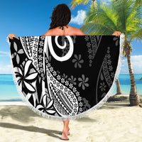 Black Polynesia Paisley Beach Blanket Polynesian With Tropical Flowers LT14 - Polynesian Pride