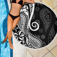 Black Polynesia Paisley Beach Blanket Polynesian With Tropical Flowers LT14 - Polynesian Pride