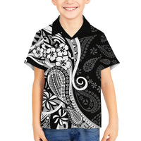 Black Polynesia Paisley Family Matching Summer Maxi Dress and Hawaiian Shirt Polynesian With Tropical Flowers LT14 Son's Shirt Black - Polynesian Pride
