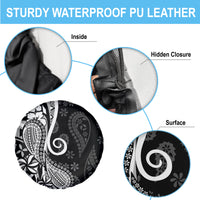 Black Polynesia Paisley Spare Tire Cover Polynesian With Tropical Flowers LT14 - Polynesian Pride