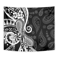 Black Polynesia Paisley Tapestry Polynesian With Tropical Flowers LT14 - Polynesian Pride