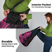 Pink Polynesia Paisley Grocery Bag Polynesian With Tropical Flowers