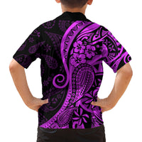 Polynesia Paisley Family Matching Summer Maxi Dress and Hawaiian Shirt Polynesian With Tropical Flowers - Purple LT14 - Polynesian Pride