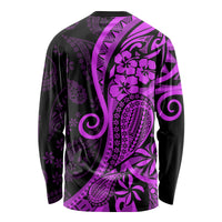 Polynesia Paisley Long Sleeve Shirt Polynesian With Tropical Flowers - Purple LT14 - Polynesian Pride