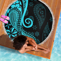 Polynesia Paisley Beach Blanket Polynesian With Tropical Flowers - Turquoise LT14 - Polynesian Pride