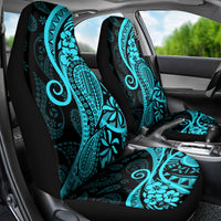 Polynesia Paisley Car Seat Cover Polynesian With Tropical Flowers - Turquoise LT14 - Polynesian Pride