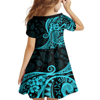 Polynesia Paisley Family Matching Off Shoulder Maxi Dress and Hawaiian Shirt Polynesian With Tropical Flowers - Turquoise LT14 - Polynesian Pride